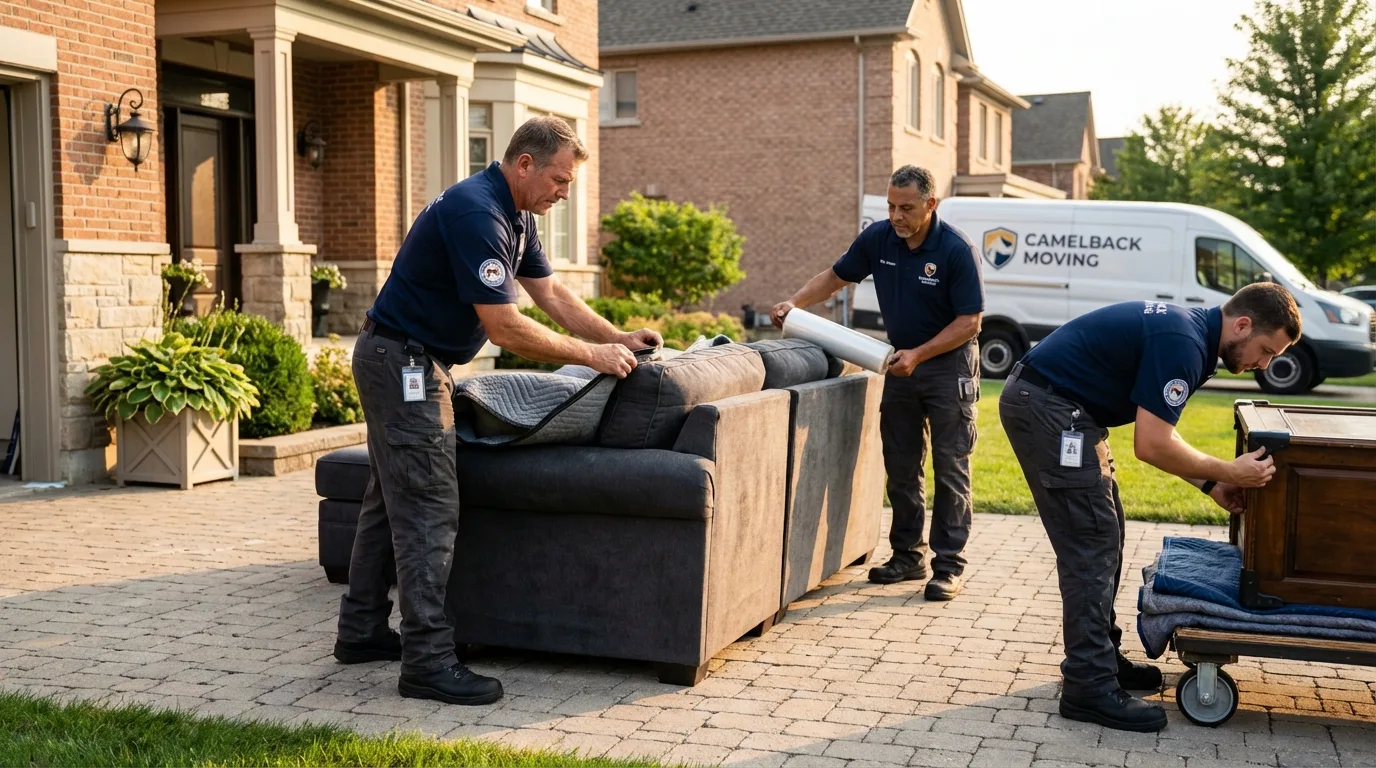 Large estate moving crew wrapping furniture in Elizabeth, CO